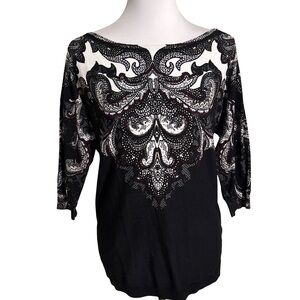 White House Black Market Sweater Black White Pattern
